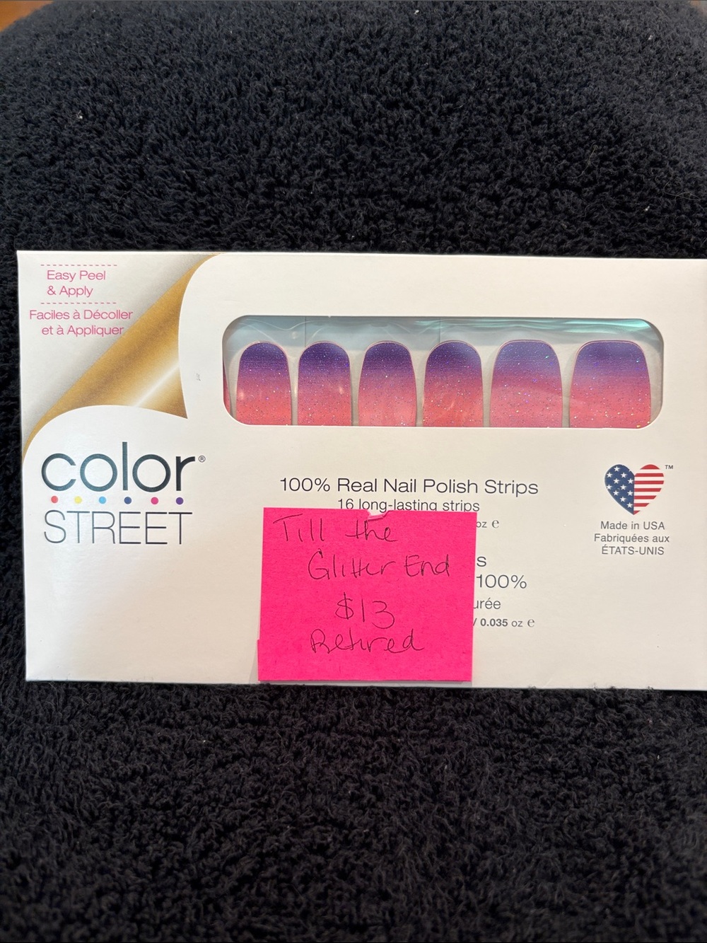 Color Street Pink to Purple Ombre Glitter Nail Strips